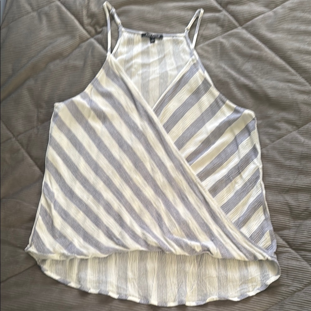 Pink Clover Gray and White Striped Camisole